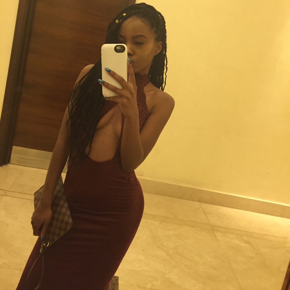 Burgundy midi dress